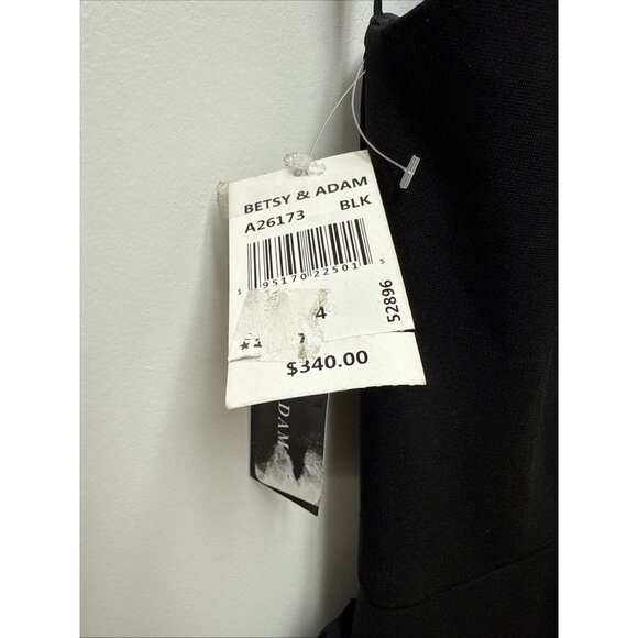 Betsy & Adam Size 4 Black Ruffle Asymmetric Halter Formal Prom Dress Gown $340 - Picture 9 of 12